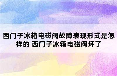 西门子冰箱电磁阀故障表现形式是怎样的 西门子冰箱电磁阀坏了